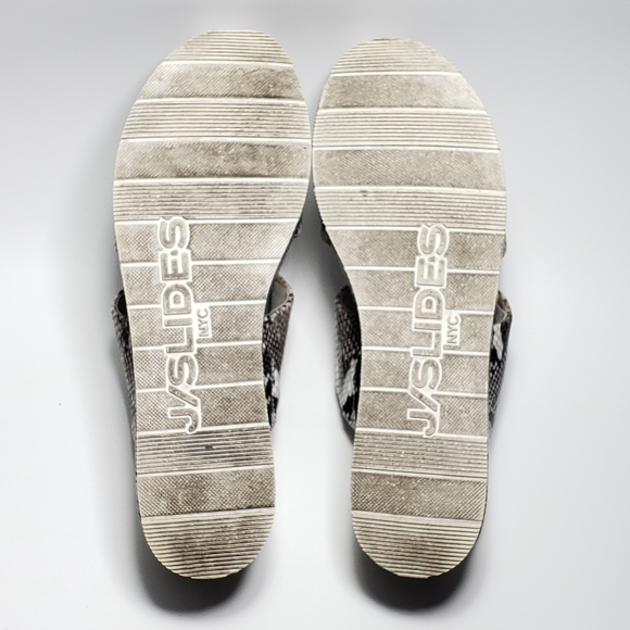 J/Slides Gray Snake Print Double Strap Platform Sandal Wedge Sz 8.5 Travel Beach - Picture 2 of 14